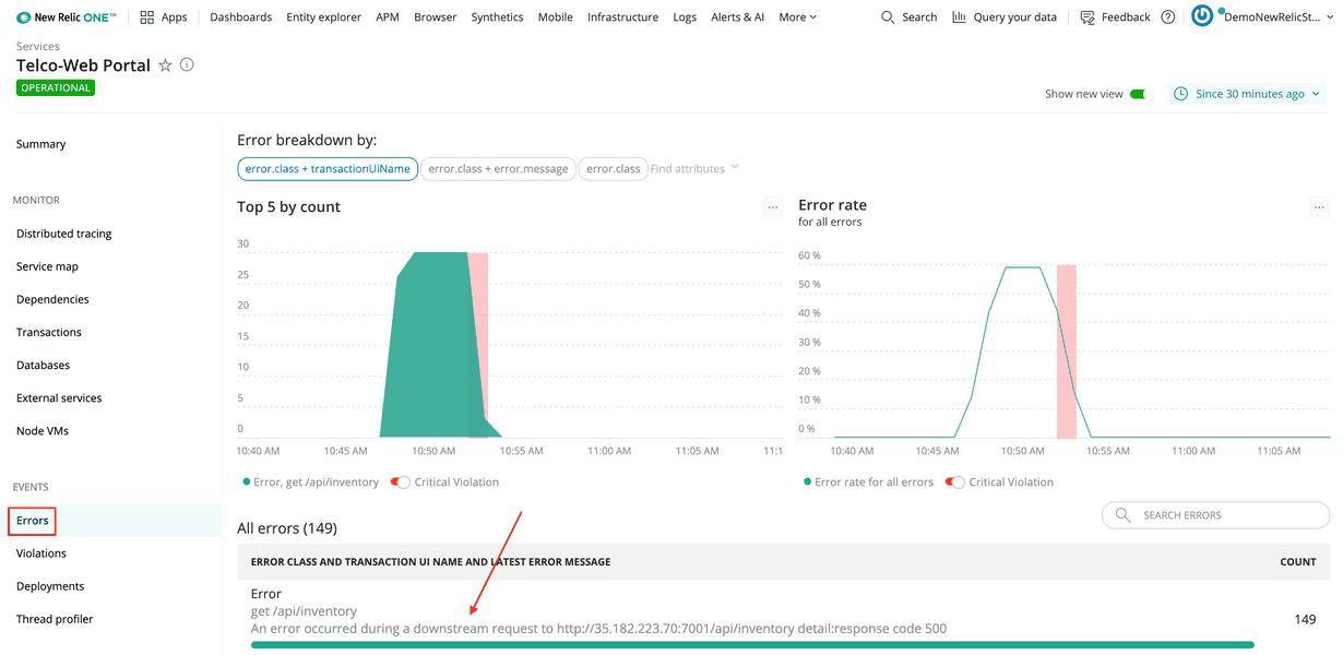 Web portal errors